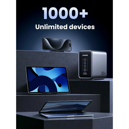 UGREEN CD333 Nexode Ladestation, 300W, 5A, 1 x USB-A - 4 x USB-C, Grau, Wiederverpackt