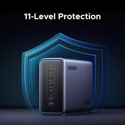 UGREEN Nexode X759 Ladestation, 500W, 5A, 1 x USB-A - 5 x USB-C, Grau