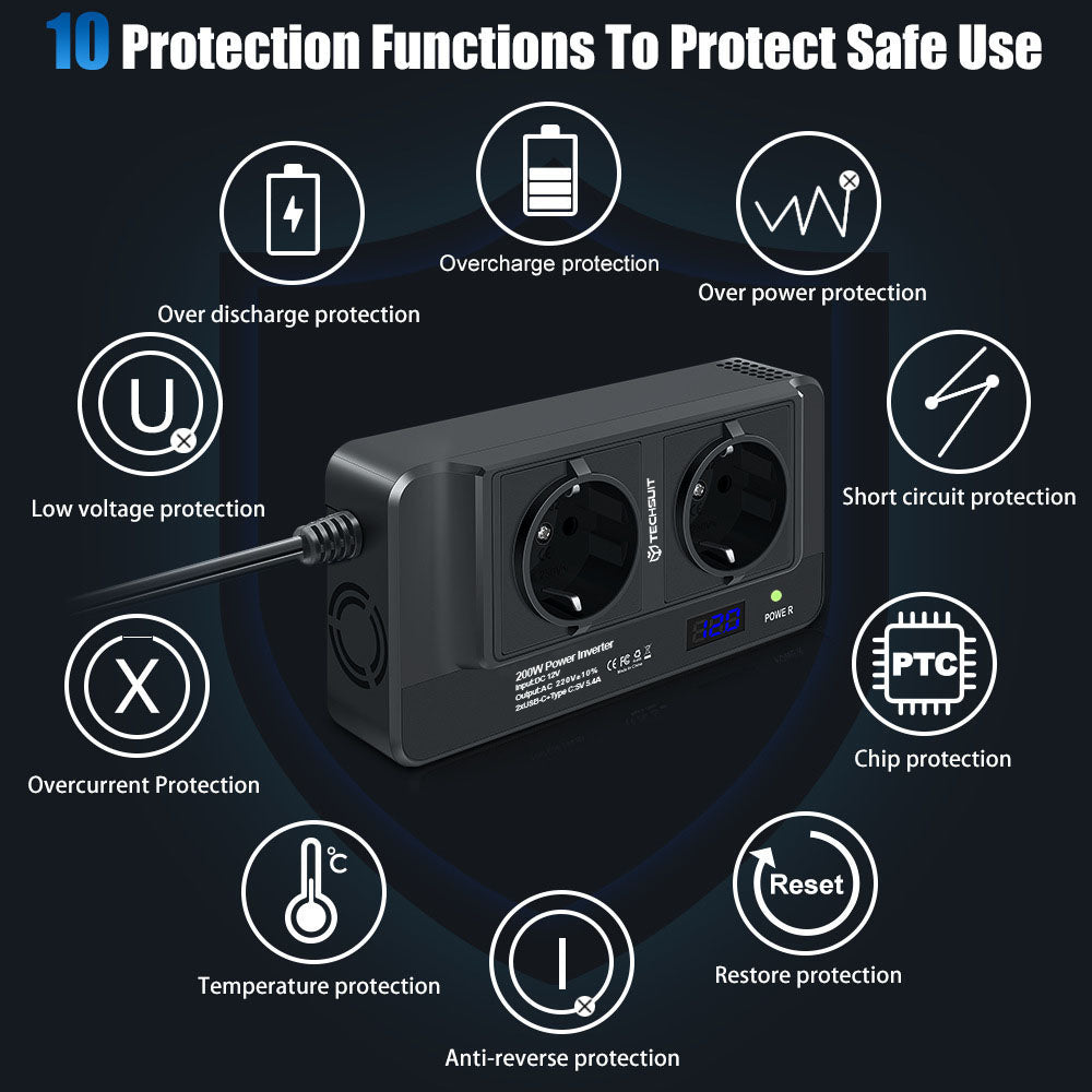 Auto-Elektroinverter Techsuit PowerDriveX, 200W