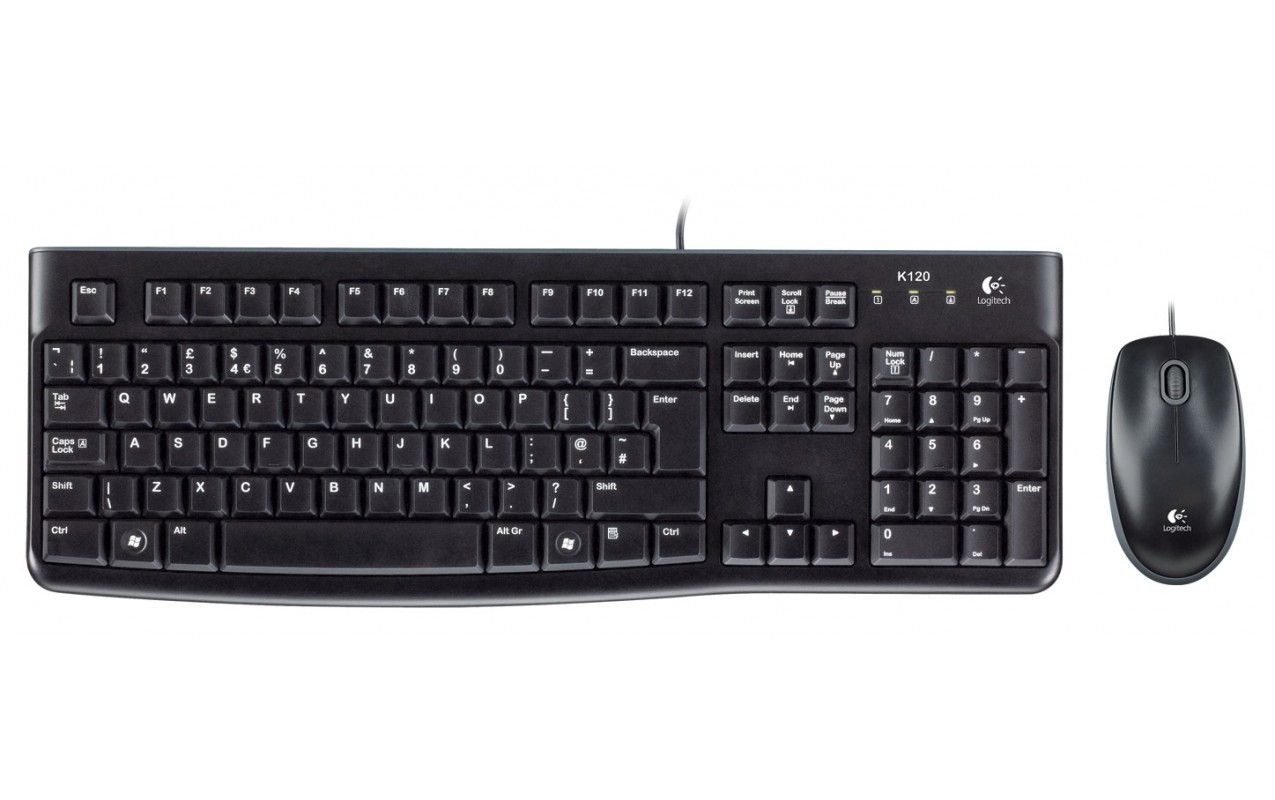 Logitech MK120 USB-Kabel-Tastatur-Maus-Set, Schwarz