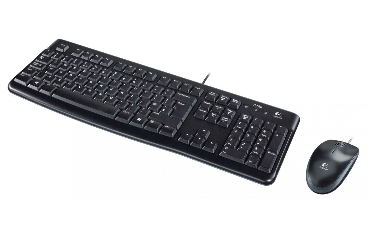 Logitech MK120 USB-Kabel-Tastatur-Maus-Set, Schwarz