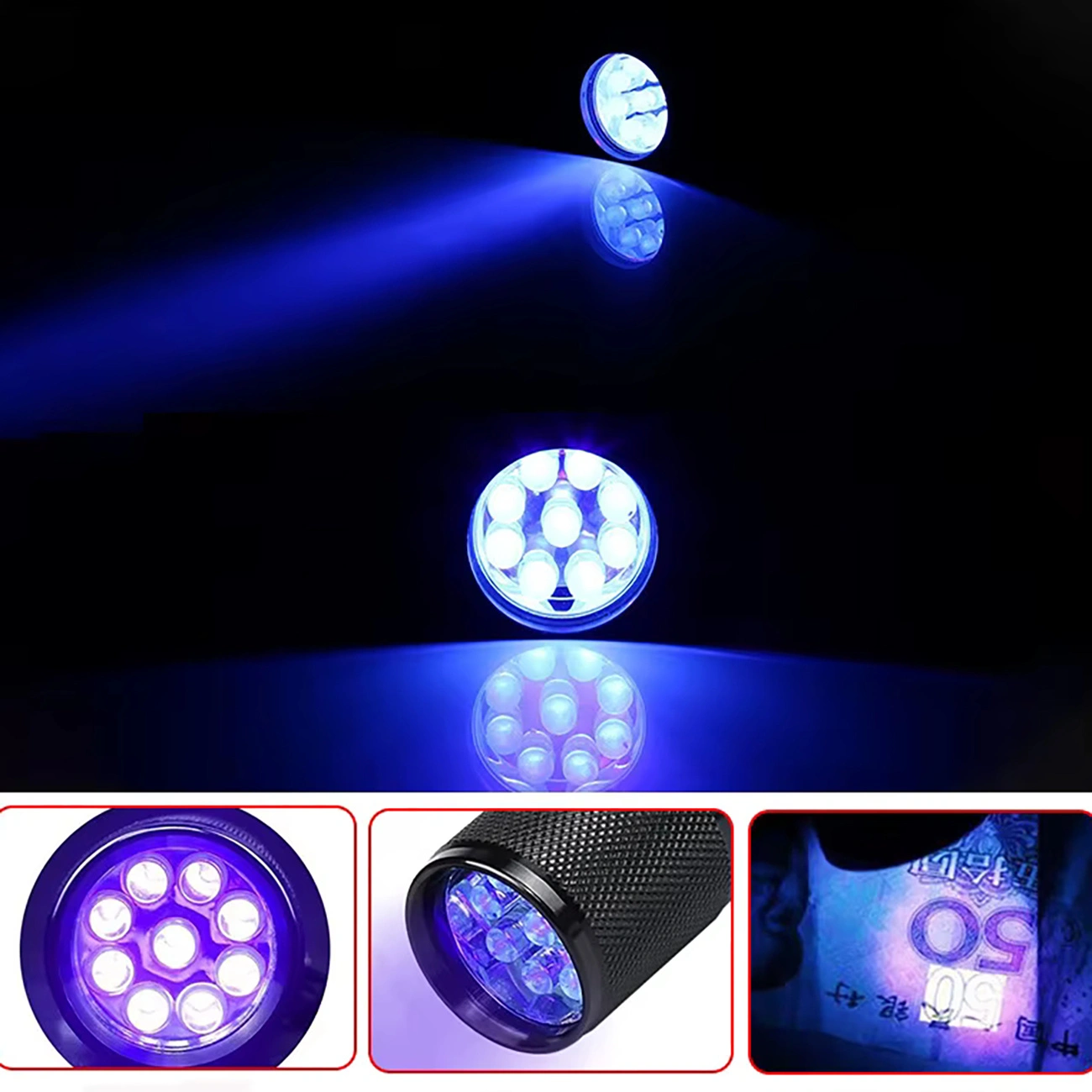 UV-LED-Taschenlampe WZK WLD-9L, IP65