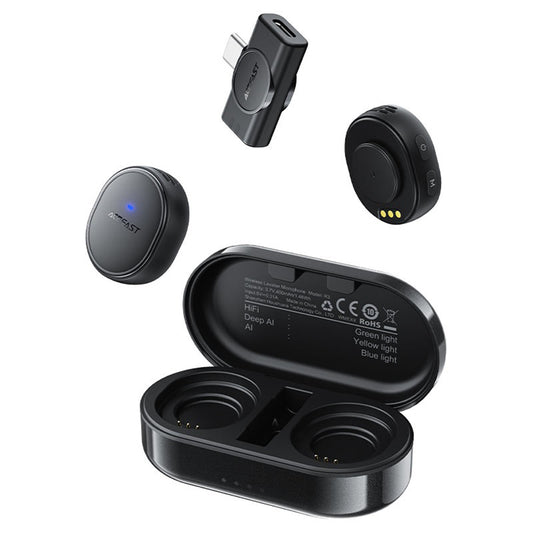 Lavaliermikrofon Acefast R3, USB-C, Set 2 Stück, Schwarz