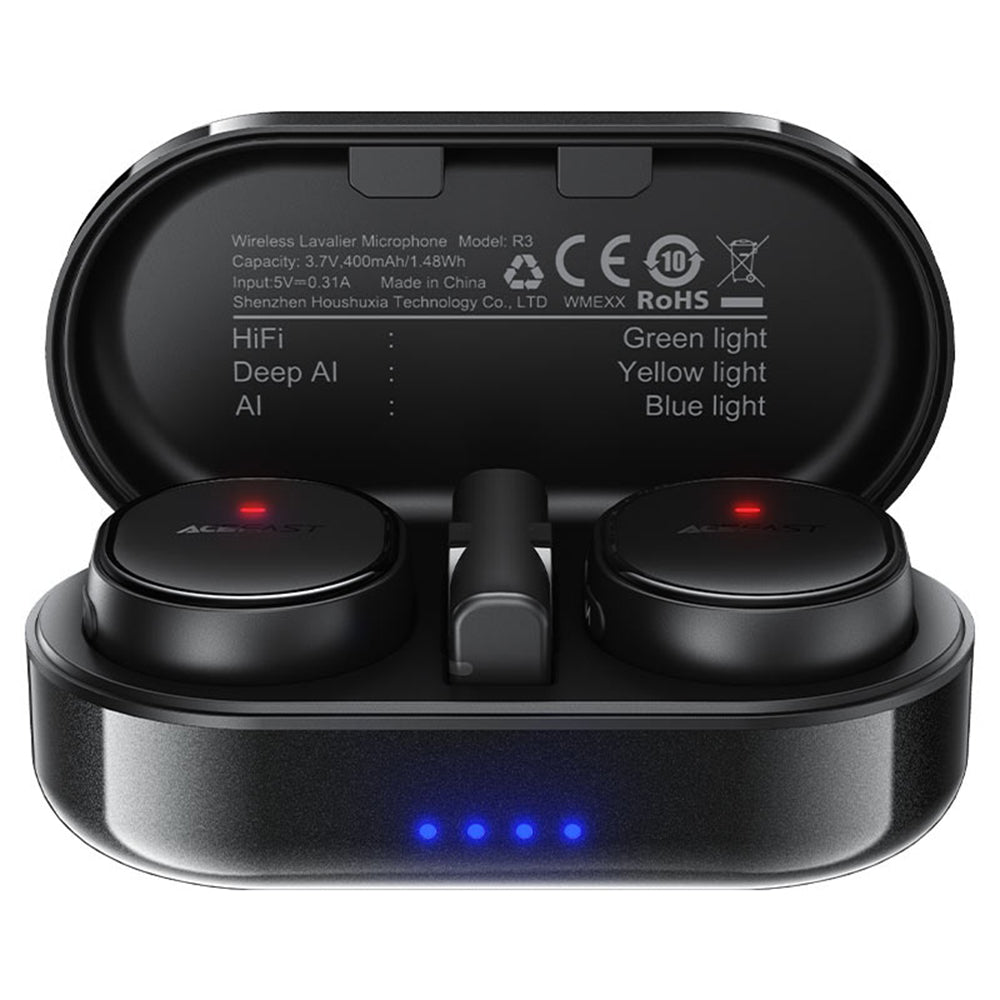 Lavaliermikrofon Acefast R3, USB-C, Set 2 Stück, Schwarz