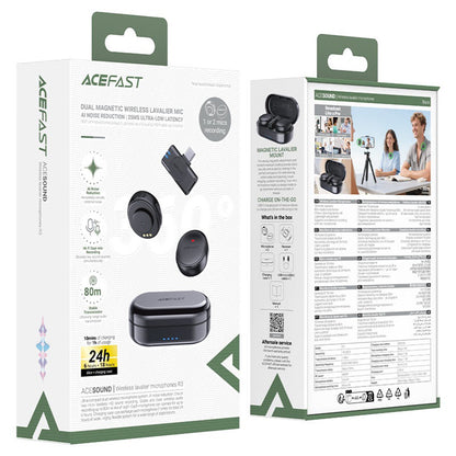 Lavaliermikrofon Acefast R3, USB-C, Set 2 Stück, Schwarz