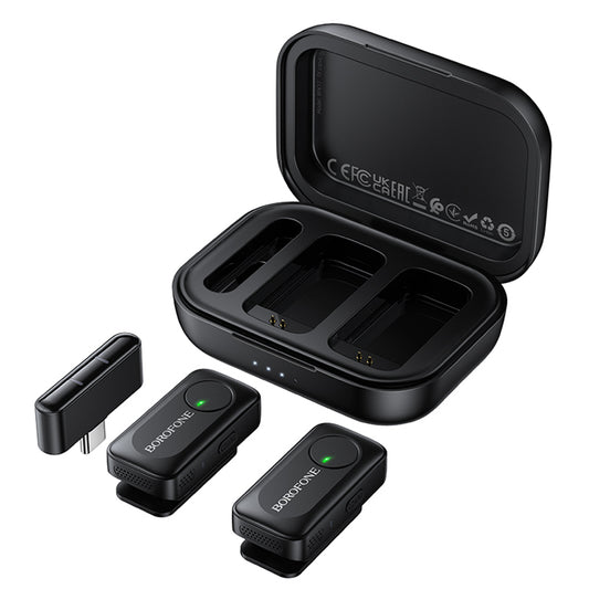Borofone BFK17 Lemai Lavaliermikrofon, USB-C, 2er-Set, Schwarz