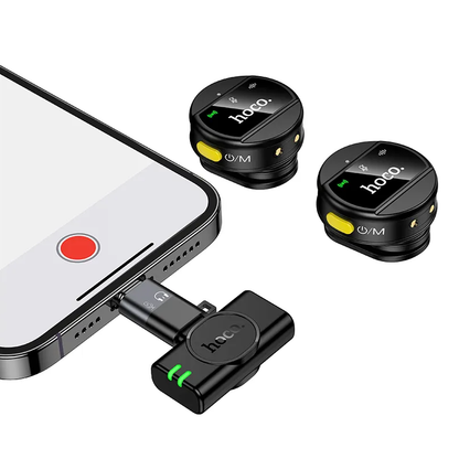 Lavaliermikrofon HOCO L22, USB-C / Lightning, Set 2 Stück, Schwarz