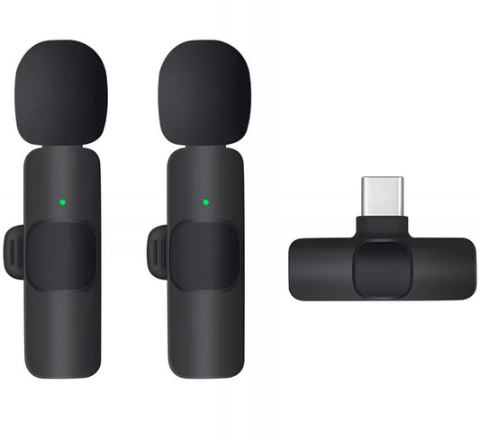 Lavaliermikrofon OEM K1, USB-C, 2er-Set, Schwarz