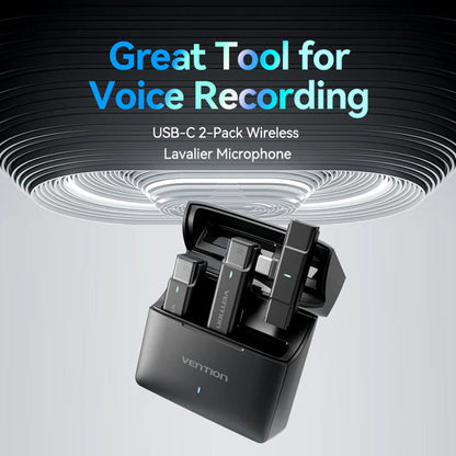 Vention Clip-On Lavalier, USB-C, Set 2 Stück, Schwarz