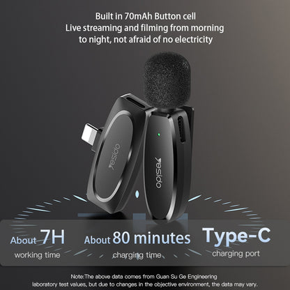 Lavaliermikrofon Yesido KR15, USB-C / Lightning, Set 2 Stück, Schwarz