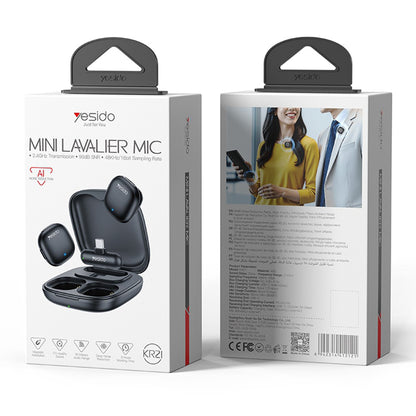 Lavaliermikrofon Yesido KR21, USB-C, Set 2 Stück, Schwarz