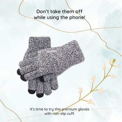 Winter-Touchscreen-Handschuhe Iwarm ST0018, Größe 23cm, Schwarz Grau