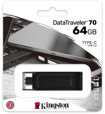 Kingston DT70 USB-C Externer Speicher, 64 GB DT70/64 GB