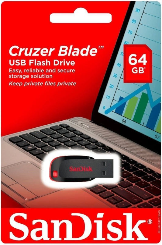 Externer USB-A Speicher SanDisk Cruzer Blade, 64Gb SDCZ50-064G-B35