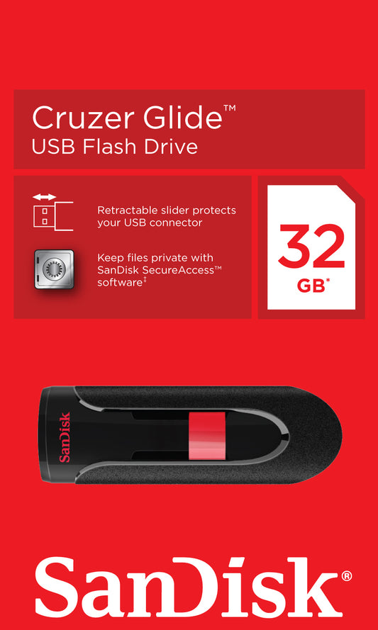 Externer USB-A Speicher SanDisk Cruzer Glide, 32Gb SDCZ60-032G-B35