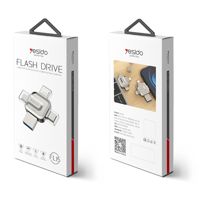 Externer Speicher USB-A 3.0 / Lightning / USB-C / microUSB Yesido FL15, 16Gb