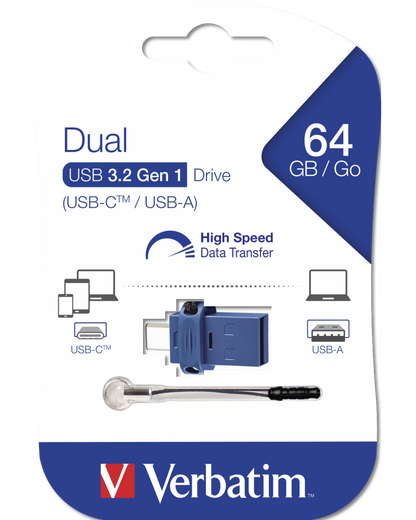 External Memory USB-A 3.0 / USB-C Verbatim StoreNGo, 64Gb 49967