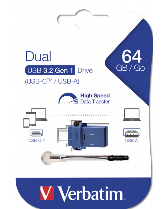 Externer Speicher USB-A 3.0 / USB-C Verbatim StoreNGo, 64Gb 49967