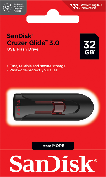Externer USB-A 3.0 Speicher SanDisk Cruzer Glide, 32Gb SDCZ600-032G-G35