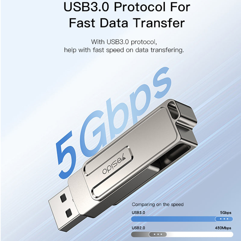 Externer Speicher USB-A - USB-C Yesido FL17, 128 GB