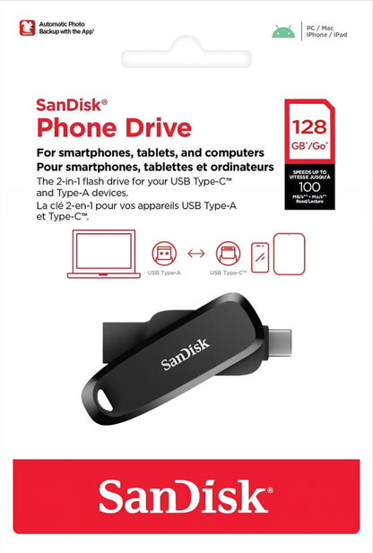 Externer Speicher USB-A 3.2 / USB-C SanDisk Phone Drive, 128Gb SDDDC6-128G-G46