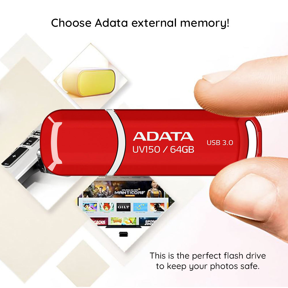 Externer USB-A-3.2-Speicher Adata UV150, 64 GB AUV150-64G-RBK
