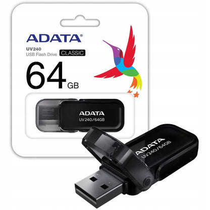 Externer Speicher USB-A Adata UV240, 64 GB AUV240-64G-RBK