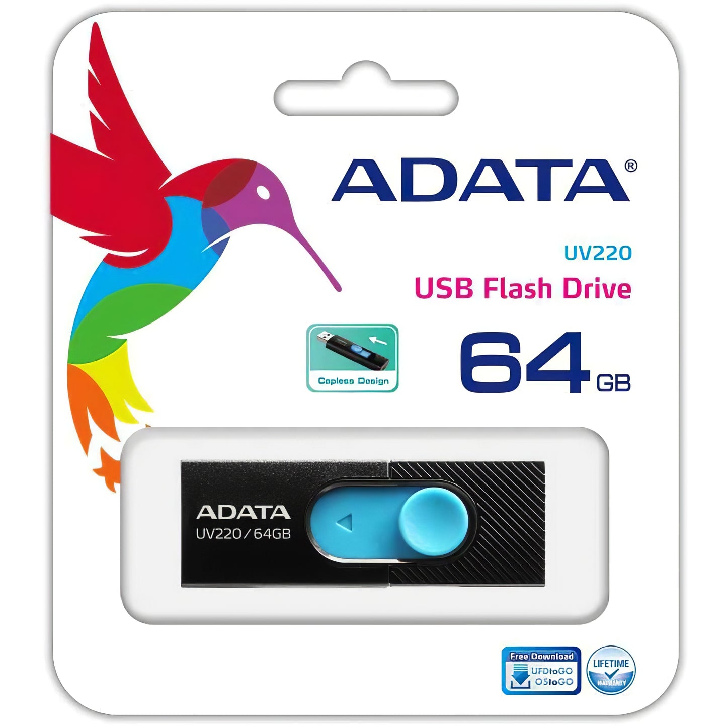 Externer Speicher USB-A Adata UV220, 64 GB AUV220-64G-RBKBL