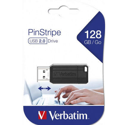 Externer USB-A Speicher Verbatim PenDrive Pinstripe, 128Gb