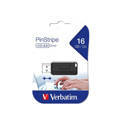 Externer USB-A Speicher Verbatim PenDrive Pinstripe, 16GB