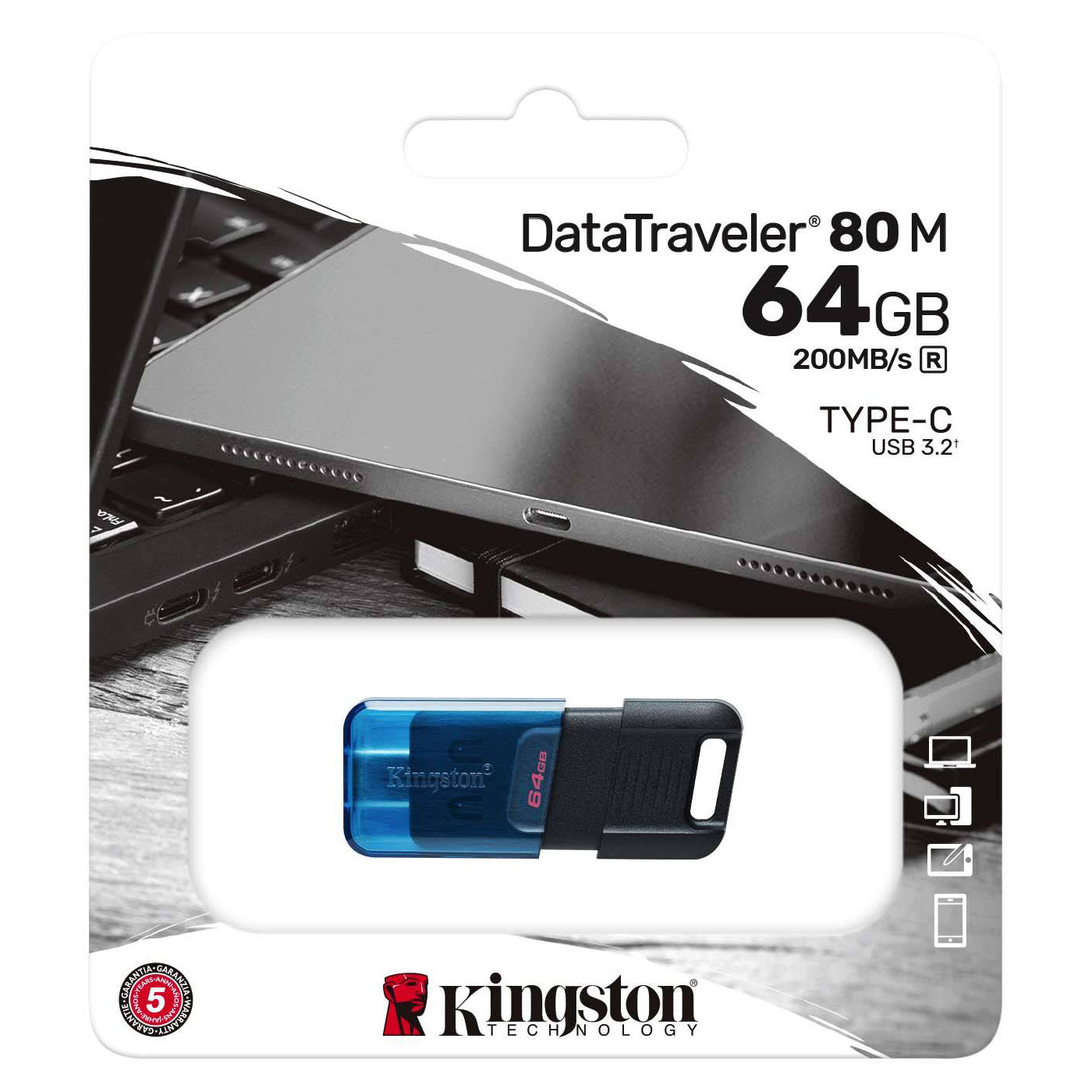 Externer Speicher USB-C Kingston DT80M, 64 GB DT80M/64 GB