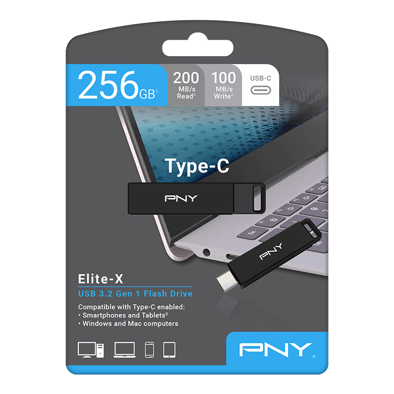 Externer USB-C Speicher PNY PenDrive Elite X, 64Gb P-FDI64GELTXC-GE