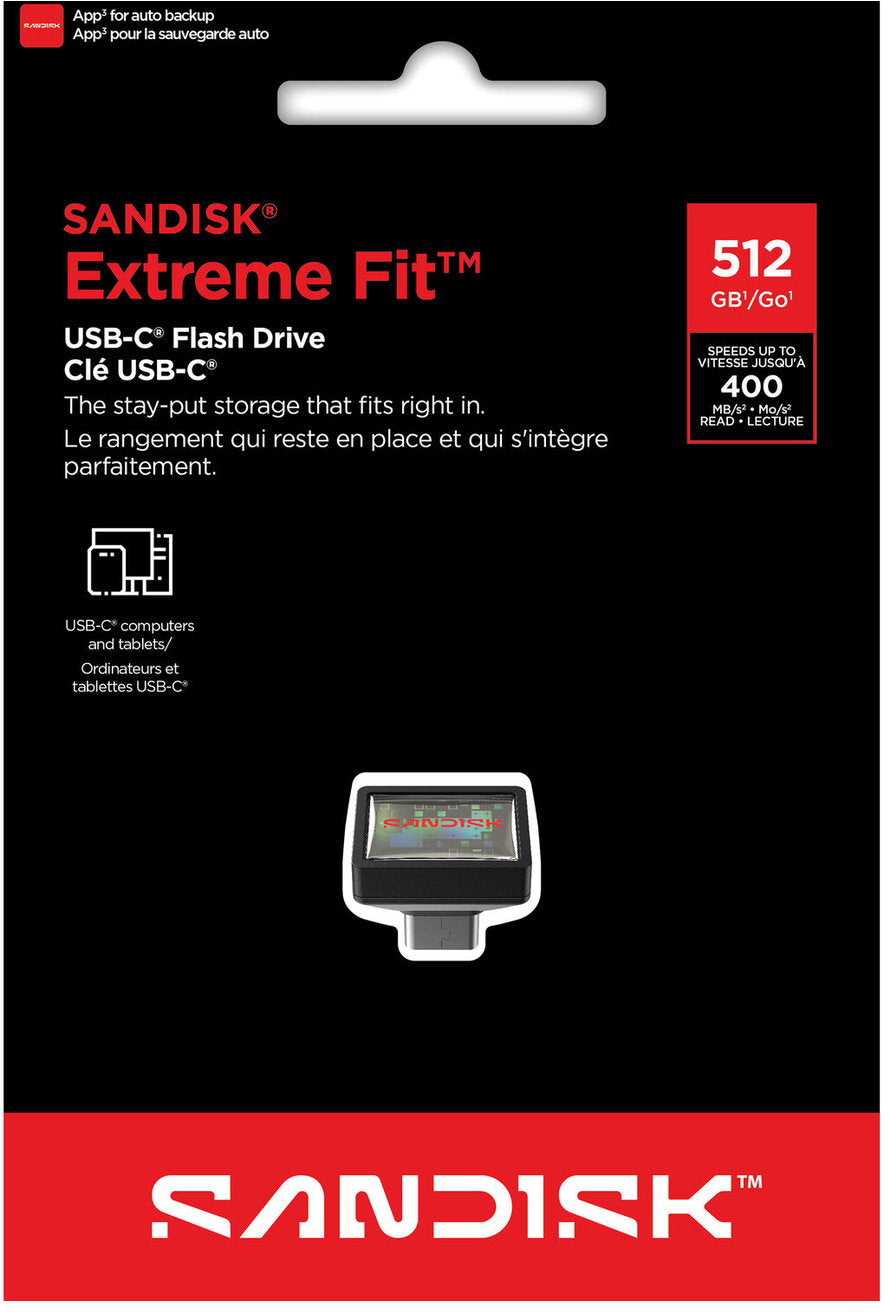 Externer USB-C Speicher SanDisk Extreme Fit, 512Gb SDCZ530-512G-G46