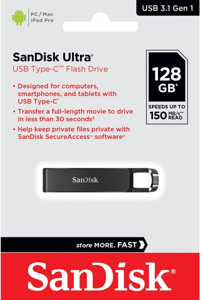 Externer USB-C Speicher SanDisk Ultra, 128Gb SDCZ460-128G-G46