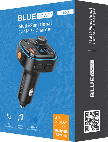 Blue Power Bluetooth FM Modulator BPBCC08, 2 x USB-A – 1 x USB-C