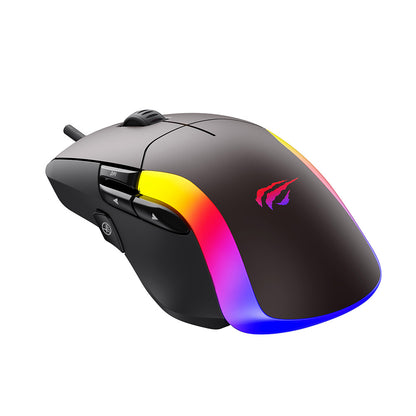 Gaming-Maus Wired USB HAVIT MS959S, RGB, 1200DPI - 8000DPI, 1.6m, Schwarz Ocker