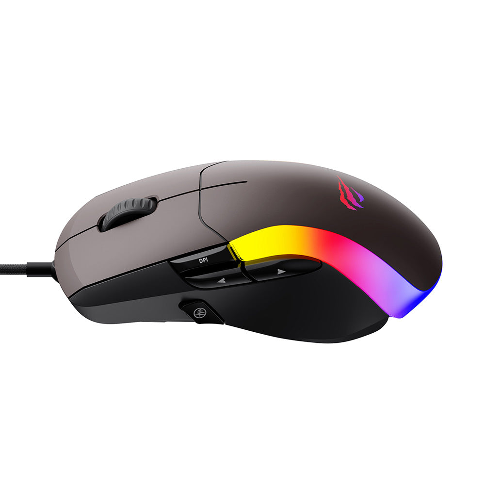 Gaming-Maus Wired USB HAVIT MS959S, RGB, 1200DPI - 8000DPI, 1.6m, Schwarz Ocker