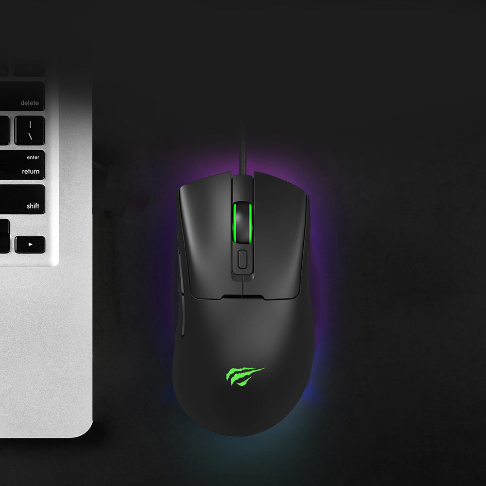 Gaming-Maus HAVIT MS966, kabelgebunden, USB, RGB, 800DPI - 12000DPI, 1.6m, Schwarz