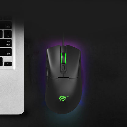 Gaming-Maus HAVIT MS966, kabelgebunden, USB, RGB, 800DPI - 12000DPI, 1.6m, Schwarz