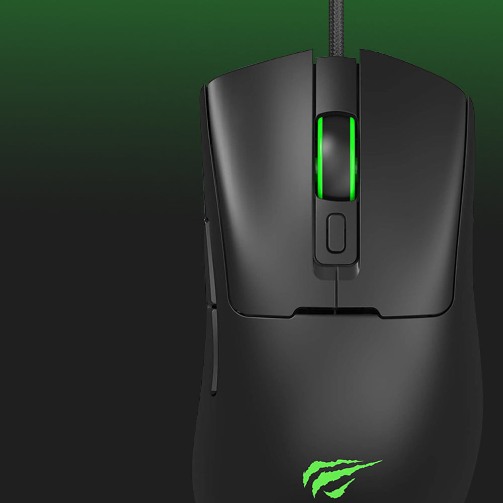 Gaming-Maus HAVIT MS966, kabelgebunden, USB, RGB, 800DPI - 12000DPI, 1.6m, Schwarz