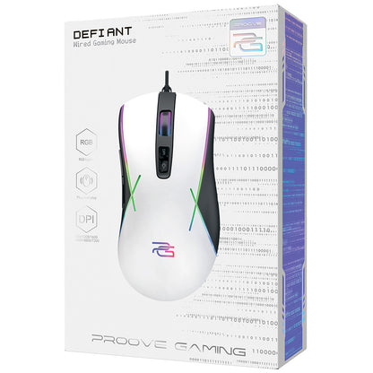 Proove Defiant Wired USB Gaming Mouse, RGB, 7200DPI, White CMDE00000101