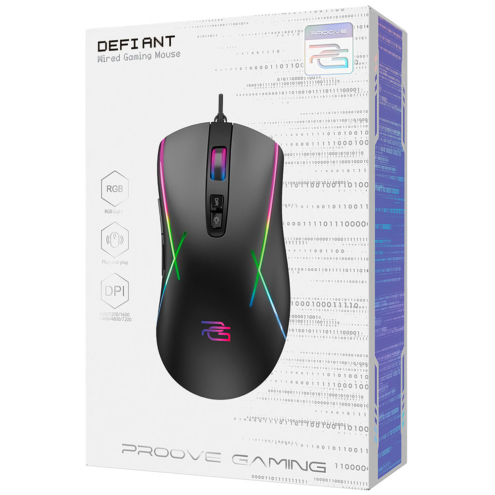 Proove Defiant Wired USB Gaming Mouse, RGB, 7200DPI, Black CMDE00000102