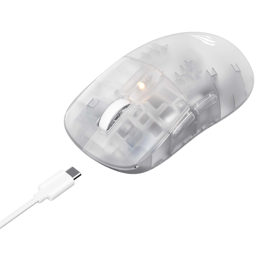 HAVIT MS970WB Pro Wireless Gaming Mouse, 800DPI - 12000DPI, BT / Wi-Fi / Wired, White Transparent
