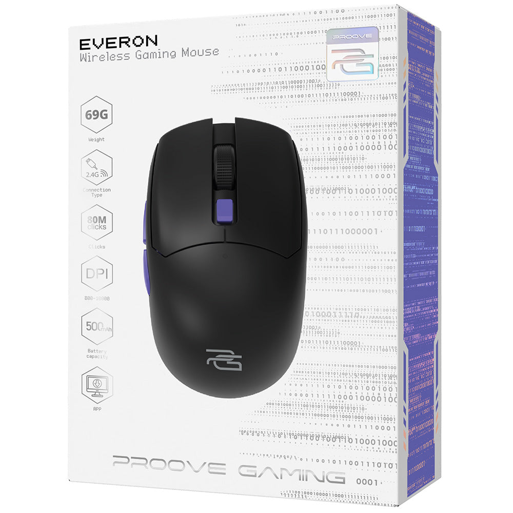 Proove Everon Wireless Gaming Mouse, 800DPI - 10000DPI, Black WMEV00022001