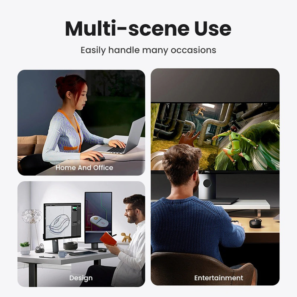 Kabelgebundene USB-Maus UGREEN MU007, 1200DPI, 1,5m, Schwarz