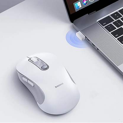 Mouse Wireless Baseus F02, 1600DPI, BT / Wi-Fi, Weiß B0203302