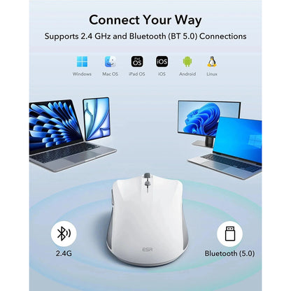 ESR MagMouse Wireless Mouse, 800DPI - 4800DPI, BT / Wi-Fi, White