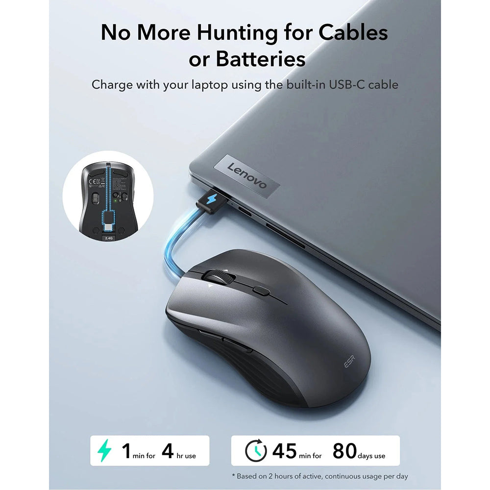 Wireless-Maus ESR MagMouse, 800DPI - 4800DPI, Schwarz