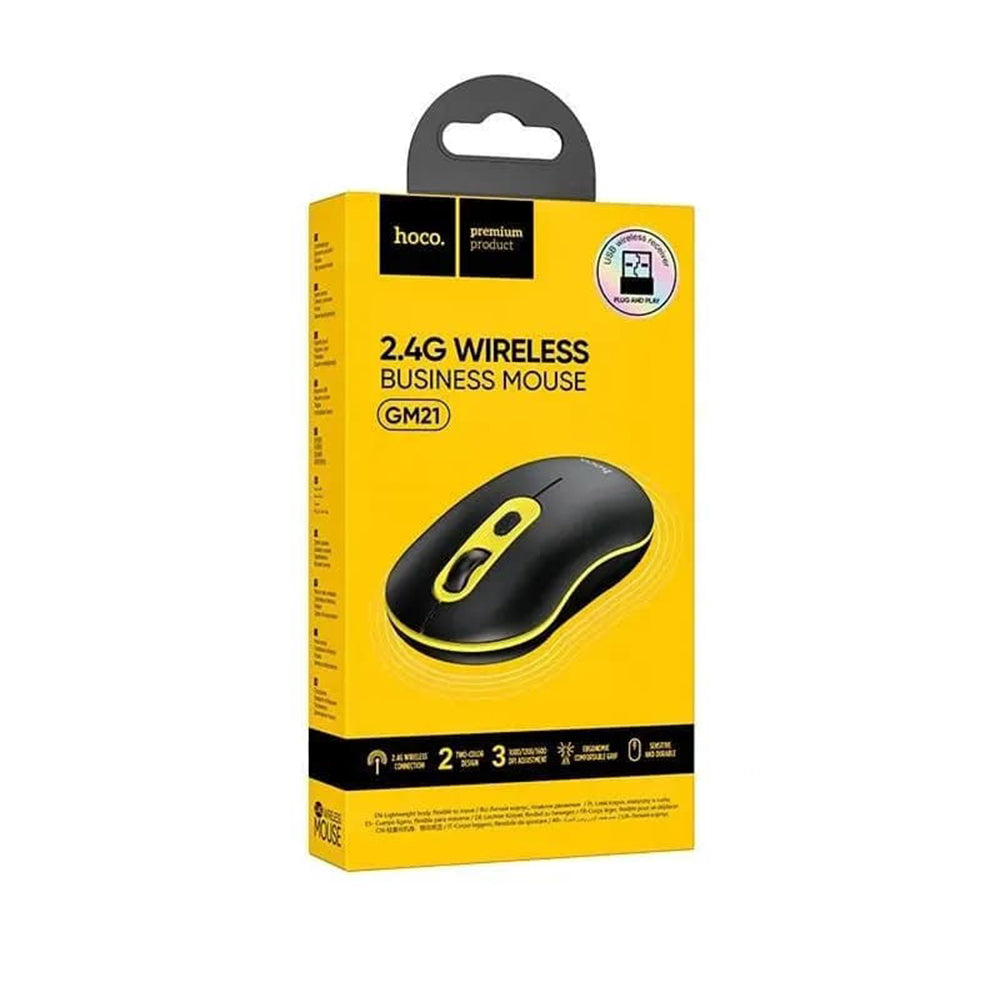 HOCO GM21 Wireless Mouse, 1600DPI, Yellow