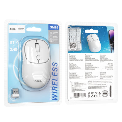 Drahtlose Maus HOCO GM25, 1600DPI, BT / Wi-Fi, Weiß